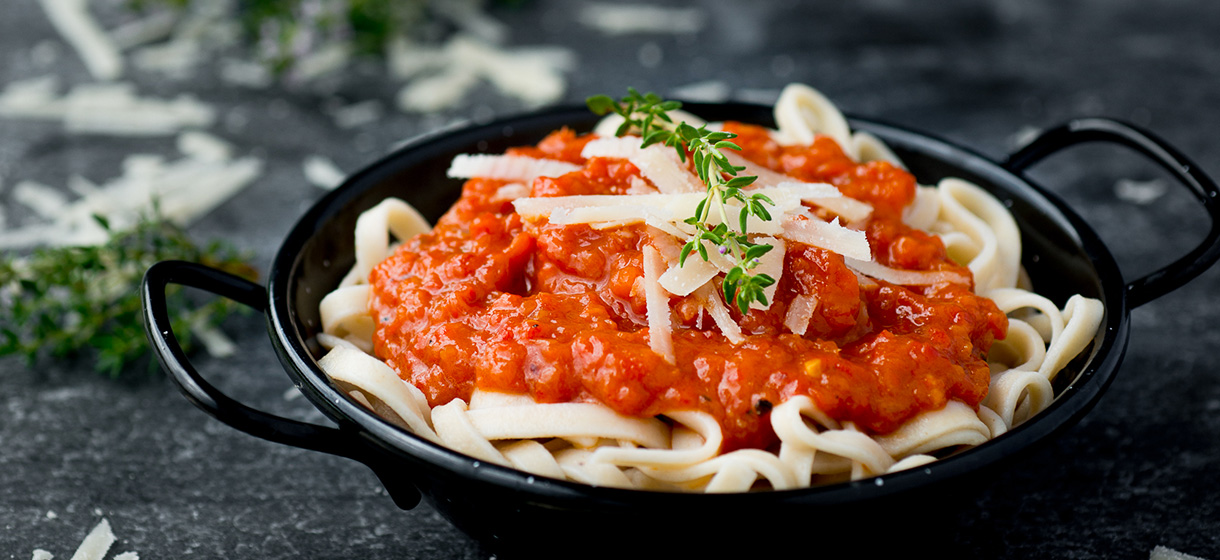 Pâtes au coulis de poivrons grillés