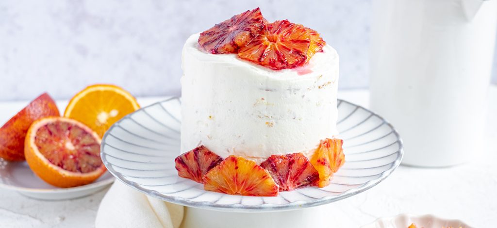 Gâteau léger, glaçage orange sanguine – mascarpone